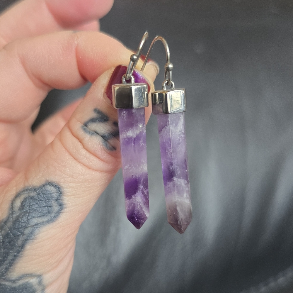 Evil Pawn Jeqelry Seshat Earrings In Amethyst